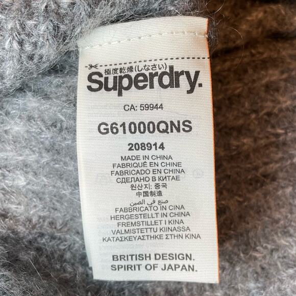 SUPERDRY CABLE KNIT CROPPED SWEATER WITH RIBBED BELL SLEEVE - L - Picture 9 of 11